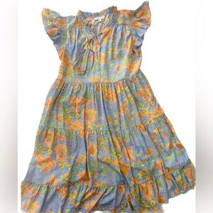 Current Air Mini Floral Dress in Blue and Orange